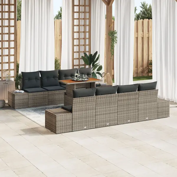 Gossi set de canapea de gradina cu 7 piese si perne gri ratan poli