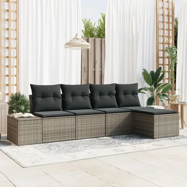 Gossi set de canapea gradina cu perne gri poli ratan