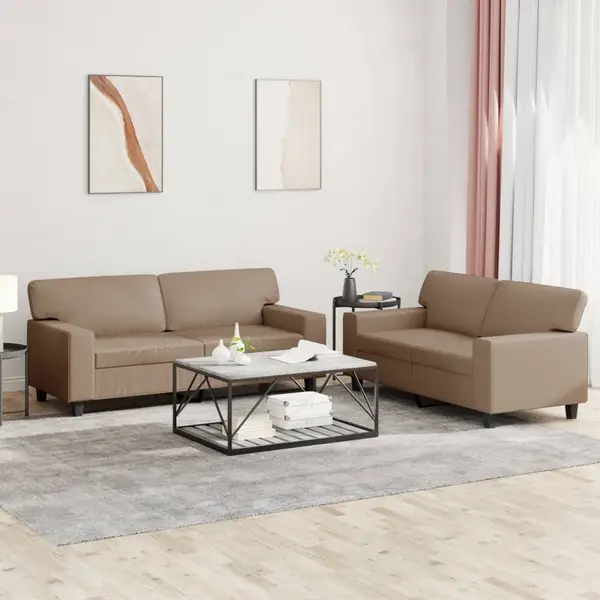 Gossi set de canapele, 2 piese, cappuccino, piele ecologica