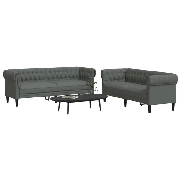 Gossi set de canapele, 2 piese, gri inchis, material textil