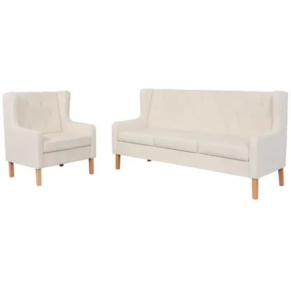 Gossi set de canapele, 2 piese, material textil, alb crem