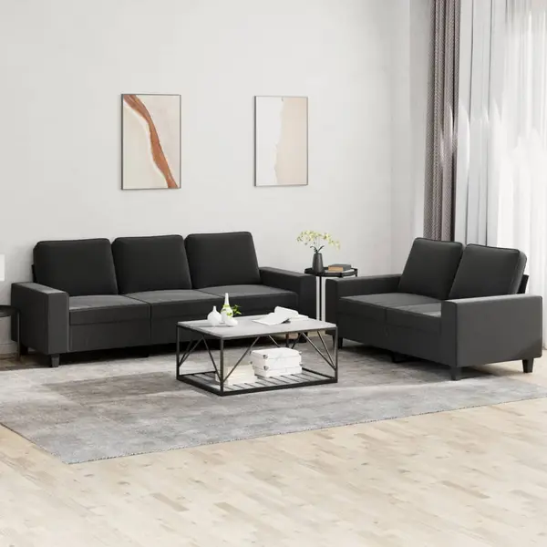 Gossi set de canapele, 2 piese, negru, material textil