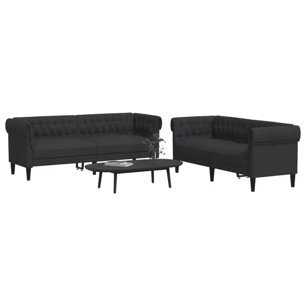 Gossi set de canapele, 2 piese, negru, material textil