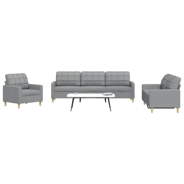 Gossi set de canapele, 3 piese, gri deschis, textil
