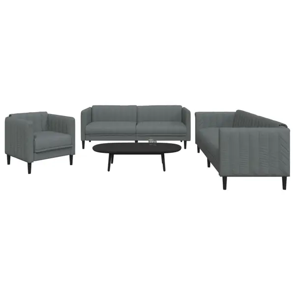 Gossi set de canapele, 3 piese, gri inchis, textil