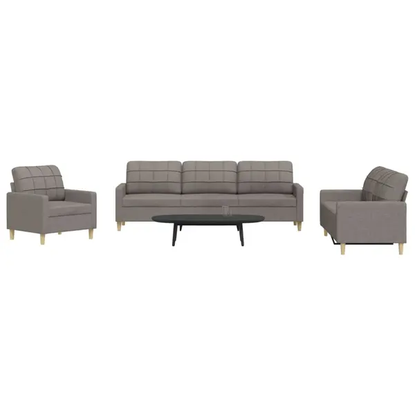 Gossi set de canapele, 3 piese, gri taupe, textil