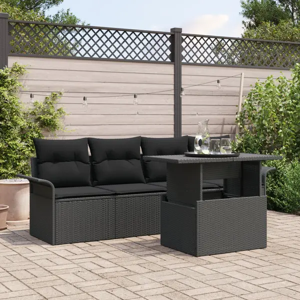 Gossi set de canapele cu 5 piese pentru gradina cu perne negre