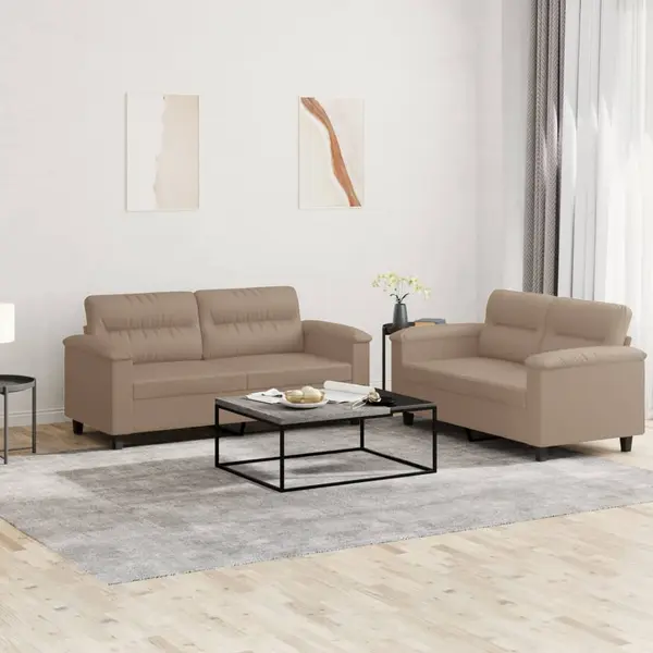 Gossi set de canapele cu perne, 2 piese, cappuccino, piele ecologica
