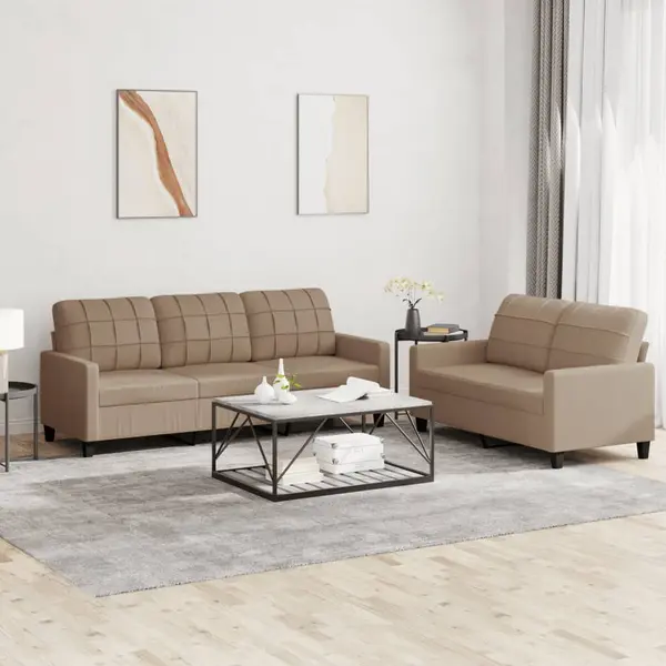 Gossi set de canapele cu perne, 2 piese, cappuccino, piele ecologica