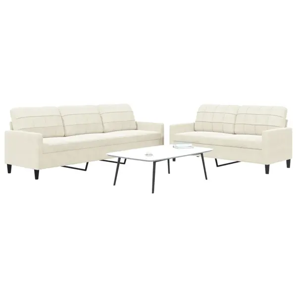 Gossi set de canapele cu perne, 2 piese, crem, catifea