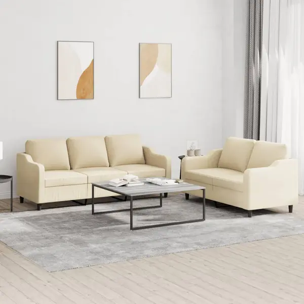 Gossi set de canapele cu perne, 2 piese, crem, textil