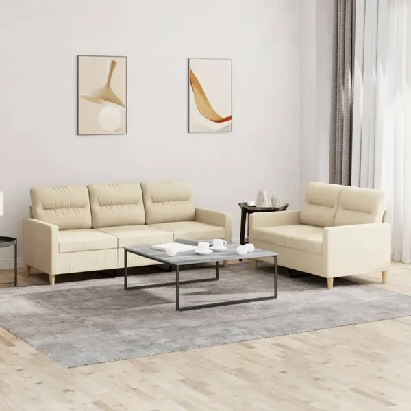 Gossi set de canapele cu perne, 2 piese, crem, textil