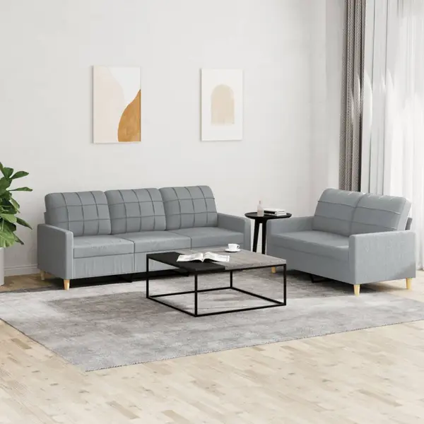 Gossi set de canapele cu perne, 2 piese, gri deschis, textil