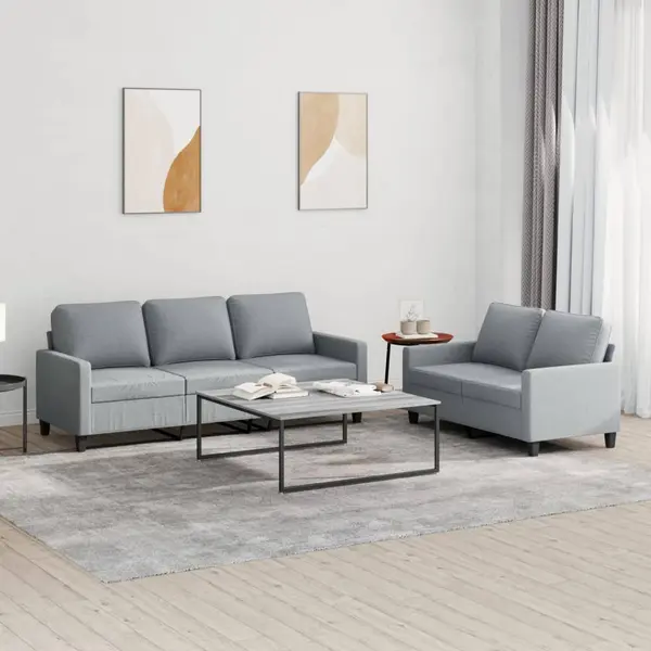 Gossi set de canapele cu perne, 2 piese, gri deschis, textil