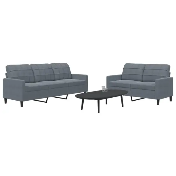 Gossi set de canapele cu perne, 2 piese, gri inchis, catifea
