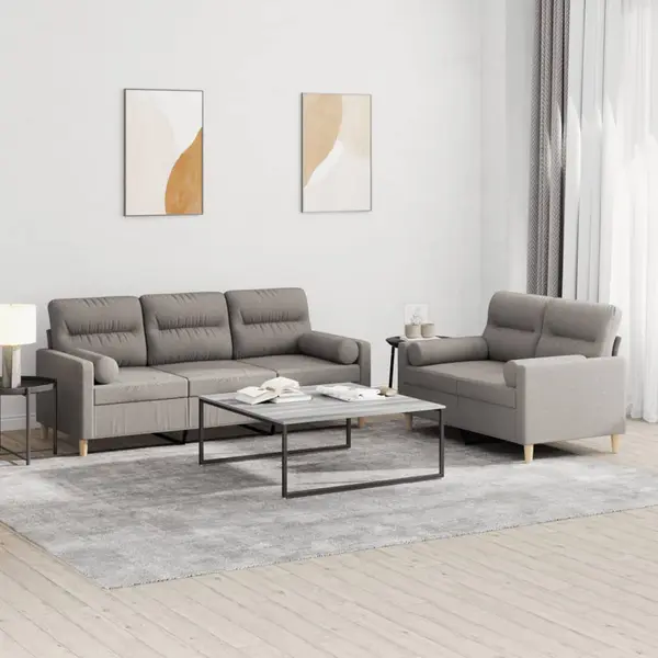 Gossi set de canapele cu perne, 2 piese, gri taupe, textil