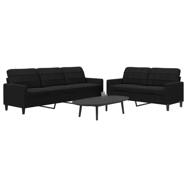 Gossi set de canapele cu perne, 2 piese, negru, catifea