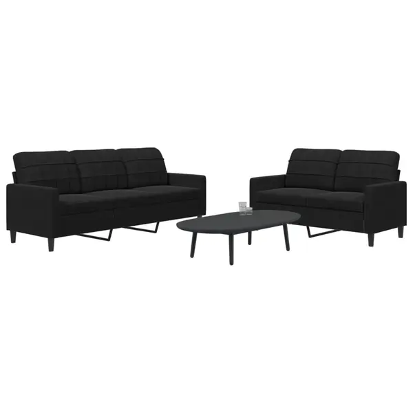 Gossi set de canapele cu perne, 2 piese, negru, catifea