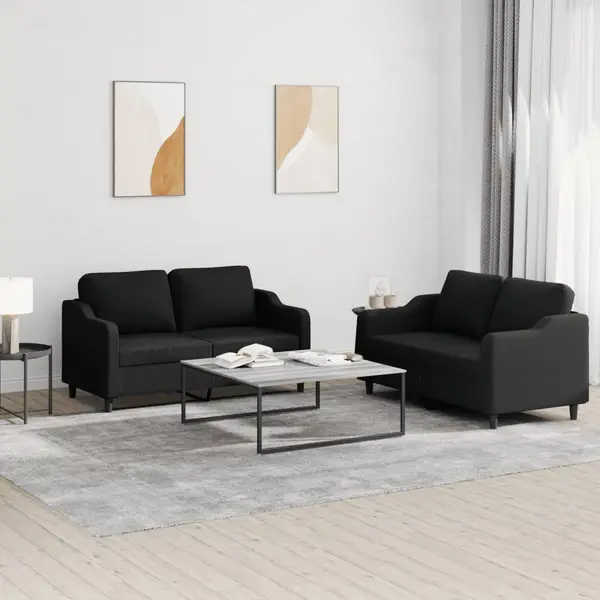 Gossi set de canapele cu perne, 2 piese, negru, textil