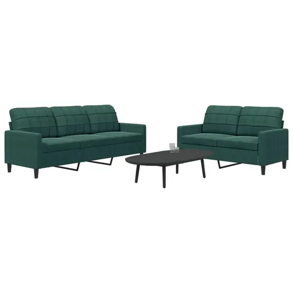 Gossi set de canapele cu perne, 2 piese, verde inchis, catifea