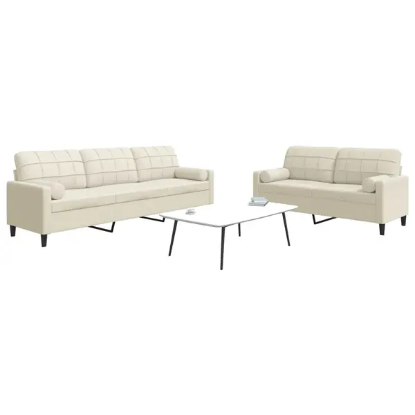 Gossi set de canapele cu perne/rulouri, 2 piese, crem, catifea