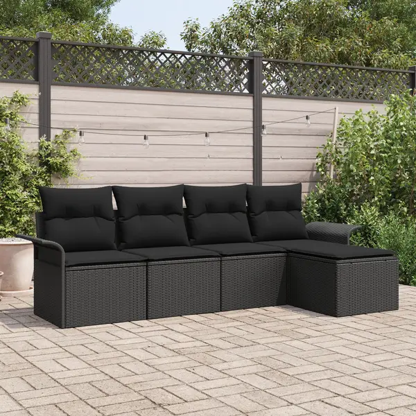 Gossi set de canapele de gradina 5 piese cu perne negru ratan polimerizat