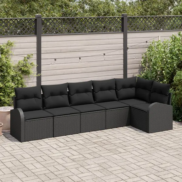 Gossi set de canapele de gradina cu 6 piese cu perne negre din poliratan