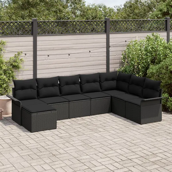 Gossi set de canapele de gradina cu 8 piese ratan negru
