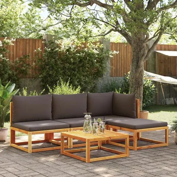 Gossi set de canapele de gradina cu perne, 5 buc., lemn masiv acacia