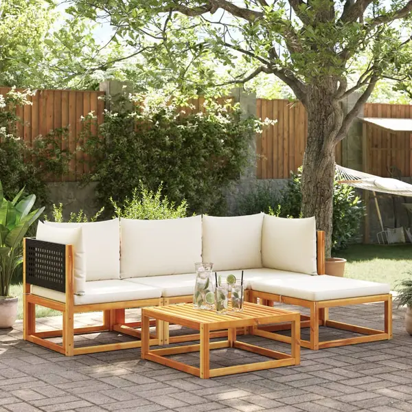 Gossi set de canapele de gradina cu perne, 5 buc., lemn masiv acacia