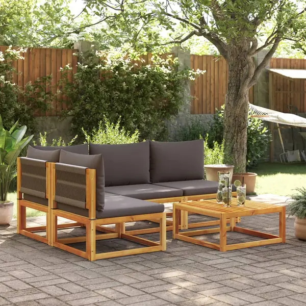 Gossi set de canapele de gradina cu perne, 5 buc., lemn masiv acacia