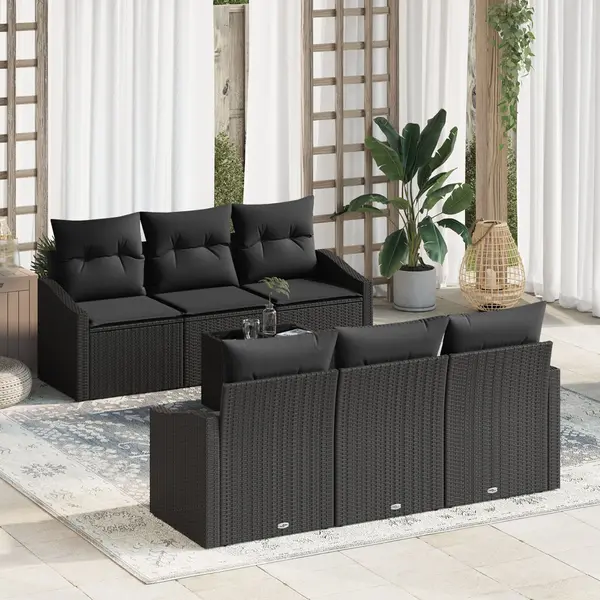 Gossi set de canapele de gradina cu perne 7 piese negru ratan