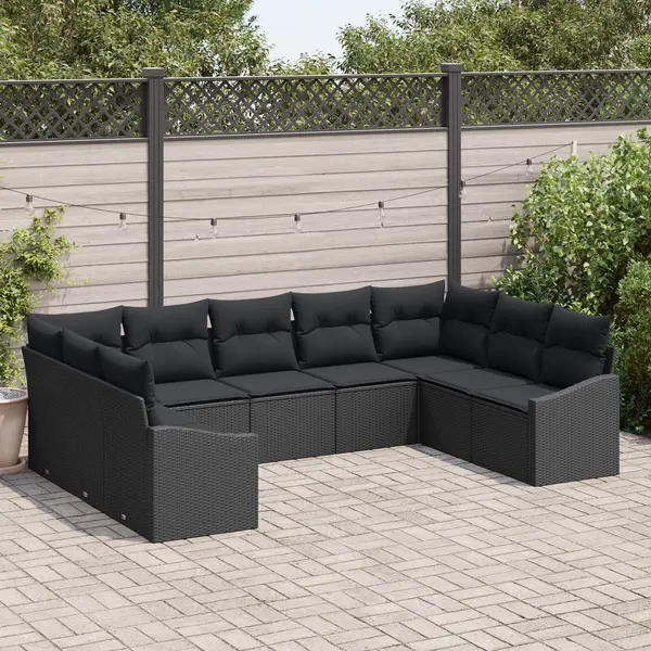 Gossi set de canapele de gradina cu perne negre din poliratan
