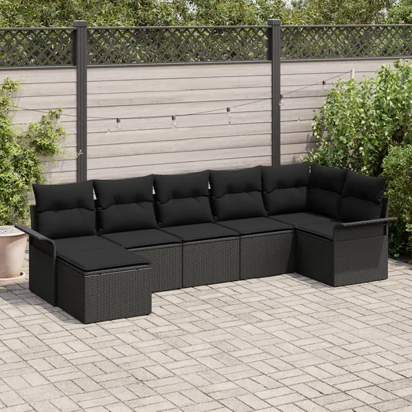 Gossi set de canapele de gradina cu perne negru poliratan
