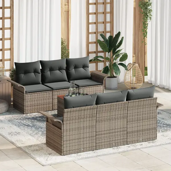 Gossi set de canapele de gradina cu pernute gri poliratan acacia