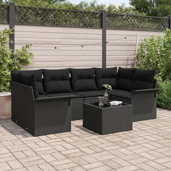 Gossi set de canapele gradina cu perne negru poliratan