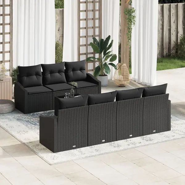 Gossi set de canapele pentru gradina cu perne 8 piese ratan sintetic negru