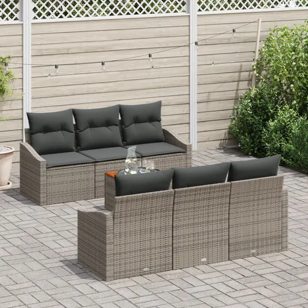 Gossi set de canapele pentru gradina cu perne gri din poliratan acacia