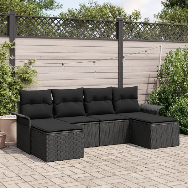 Gossi set de canapele pentru gradina set de 5 negru ratan impletit manual