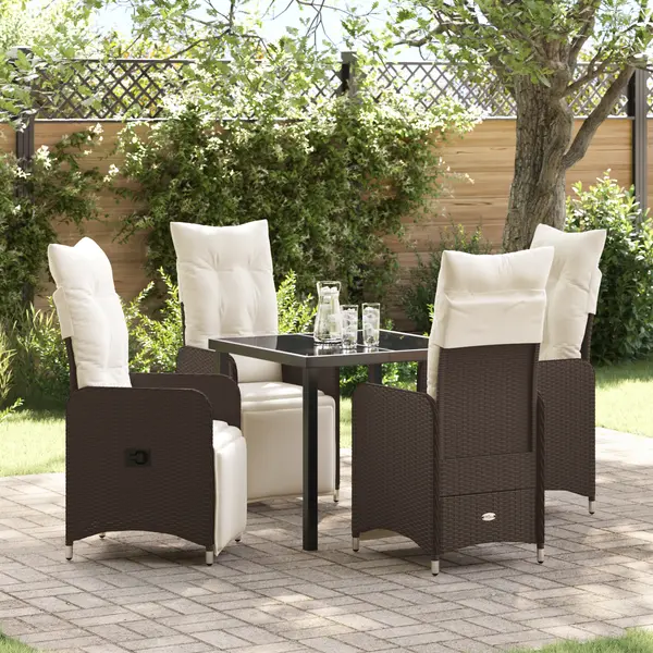 Gossi set de dining de gradina 5 piese cu perne maro ratan poli