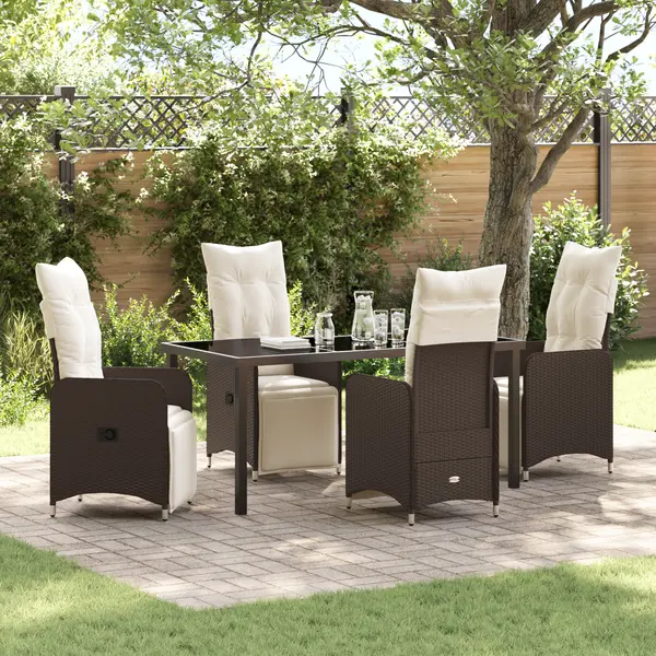 Gossi set de dining de gradina maro 5 piese cu perne din poliratan