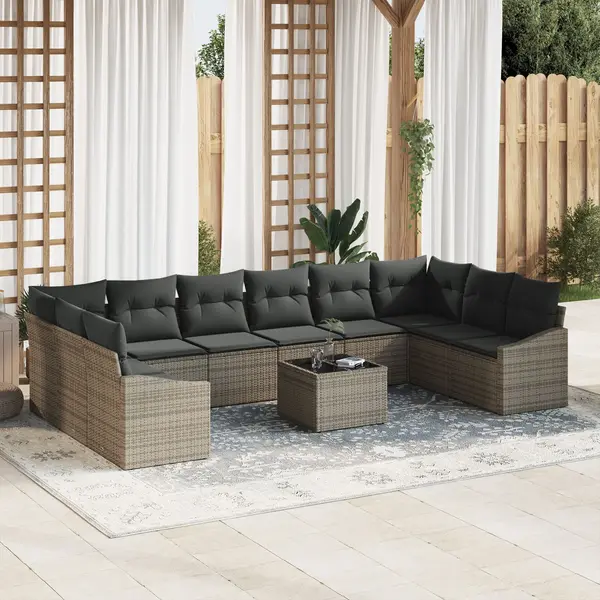 Gossi set de dining gradina cu 10 piese si perna bej din poliratan