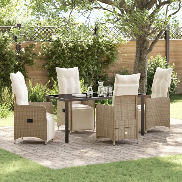 Gossi set de dining pentru gradina 5 piese cu perne bej poliratan