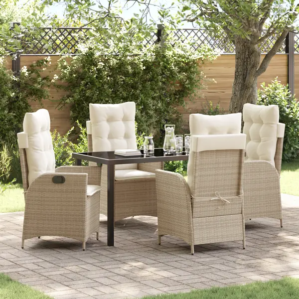 Gossi set de dining pentru gradina 5 piese cu perne bej poliratan