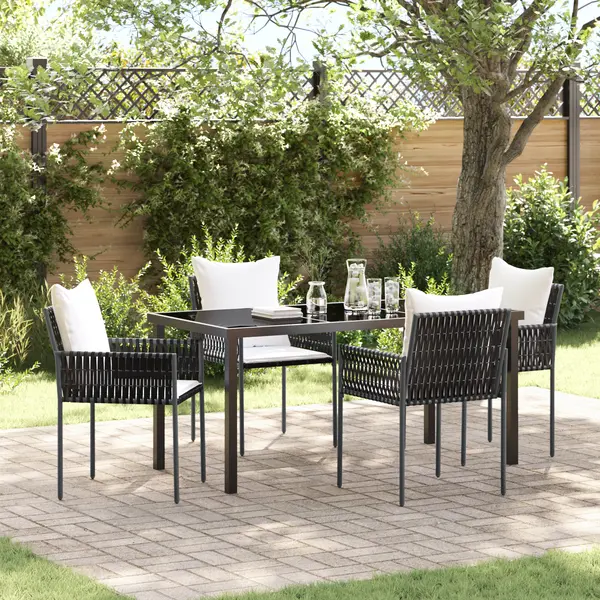 Gossi set de dining pentru gradina 5 piese cu perne, maro, poliratan