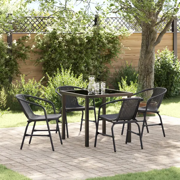 Gossi set de dining pentru gradina 5 piese negru ratan poly