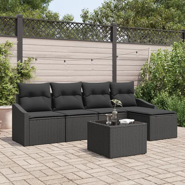Gossi set de dining pentru gradina 6 piese cu perne bej din poliratan
