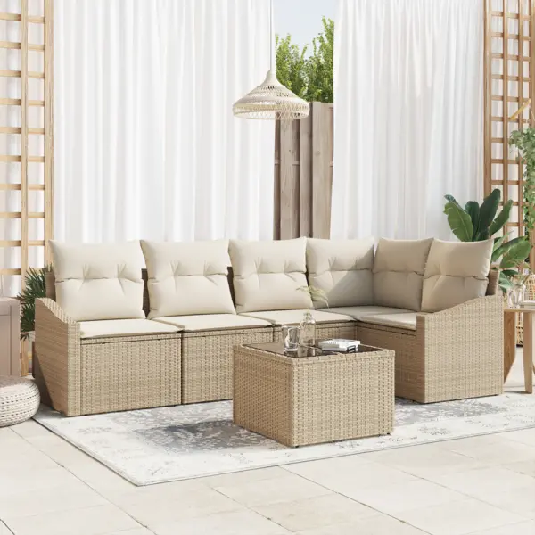 Gossi set de dining pentru gradina cu 6 piese si perne din ratan brun