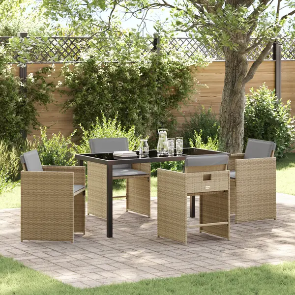 Gossi set de dining pentru gradina cu perne bej din poliratan