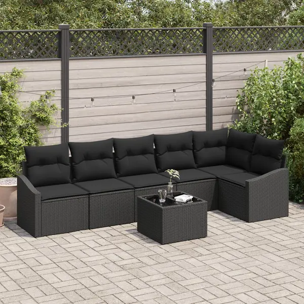 Gossi set de dining pentru gradina de 7 piese cu perne bej din poliratan